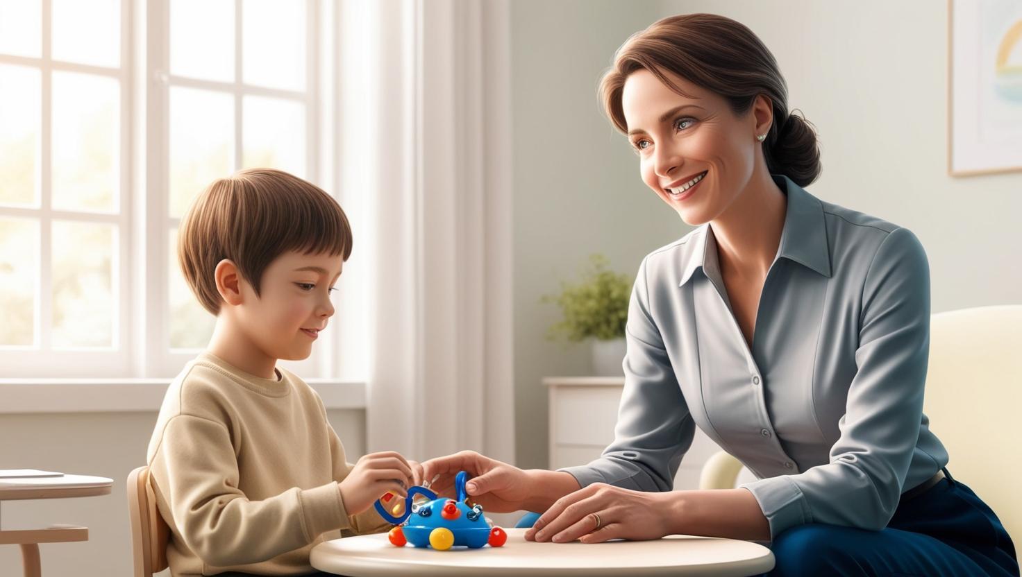 psicologa ajudando o paciente que tem autismo