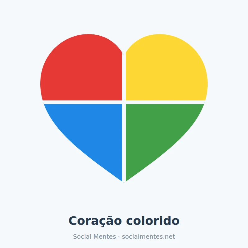 Coração colorido dividido em quatro cores, símbolo de acolhimento no autismo